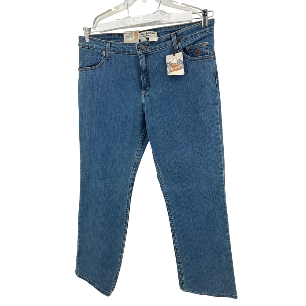 Harley-Davidson Boot Cut Jeans Women 16 Blue Stretch Denim Biker Moto 99113-11VW